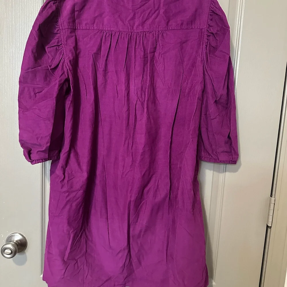 Purple Women's Dress Gap Magenta Purple XL Corduroy Ruffle Sleeve Dress - Picture 4 of 5